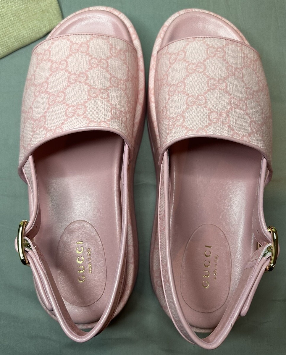 Gucci GG Supreme Slingback Platform Sandals Women's Size 37