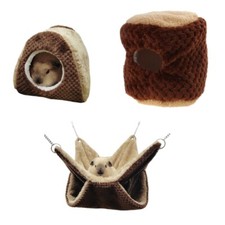 Small Pet 2 Tier Hammock Warm Plush Bed Cage Hideout Toy for Hamster Chinchilla