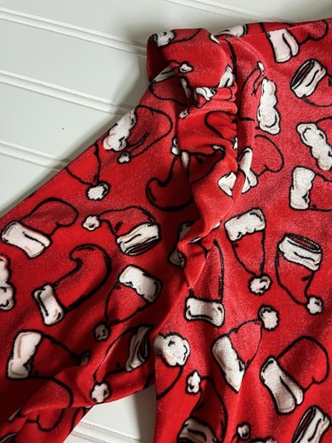 Xhilaration Christmas Dress Large Santa Hats Stockings Velvet Ruffles Red Xmas - Picture 4 of 10