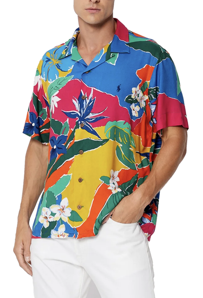 Polo Ralph Lauren Clady Seersucker Camp Shirt Classic Fit Check Hawai Hemd New S-image