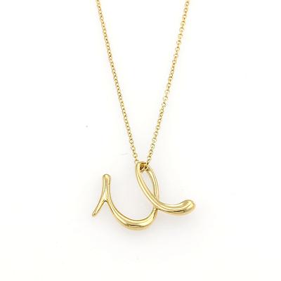 Tiffany Co Elsa Peretti 18k Yellow Gold Initial Letter U Pendant Necklace - Tiffany Gold Initial Pendant Tiffany Co Elsa Peretti 18k Yellow Gold Initial Letter U Pendant Necklace - Tiffany Gold Initial Pendant