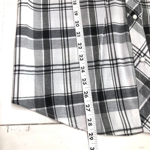 American Fusion Gear Herren Karo Schwarz/Weiß Gr. M Button Down Hemd Kurzarm - Bild 6 von 10