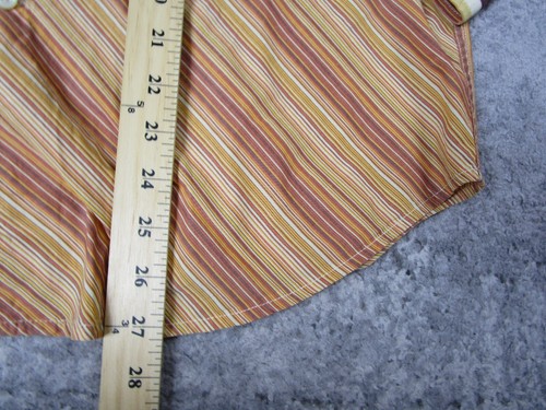 Pepe Jeans Dress Shirt Mens Medium Orange Striped Big Cuff Button Up Top - Picture 7 of 8
