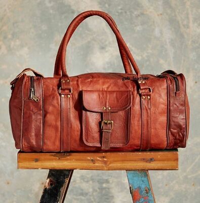 Men/'s genuine Leather Carry on Vintage Duffle Travel Gym Weekend Overnight Bag