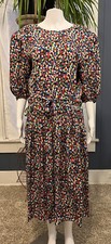 Vintage Adrianna Papell Silk Confetti 1980s Dress Belt Rainbow Womens 14
