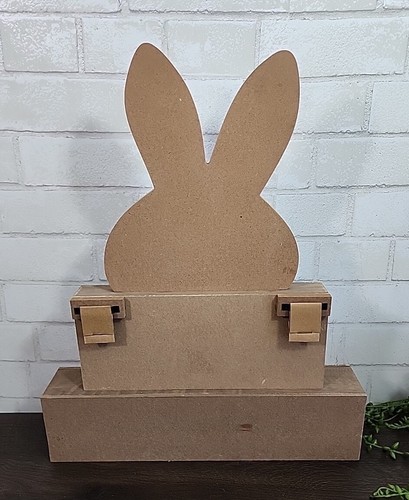 Osterhase Hase Holz Block Schild Tischplatte Dekor 19,5" rosa blau Frühling NEU - Bild 2 von 6