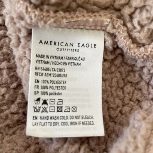 American Eagle Hoodie Womens Sm Teddy Sherpa Pale Pink Fuzzy Hooded Sweatshirt - Picture 6 of 6