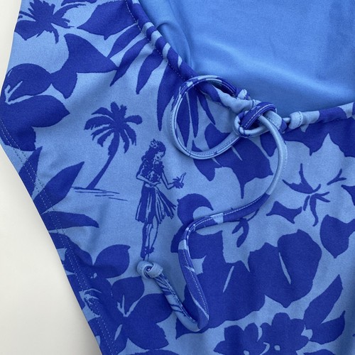 Aerie Hop Lun Hawaiian floral swimsuit size small blue hula girls Sample - Picture 7 of 10