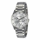 Men's Silver Band Quartz Battery Analog Round Wristwatches