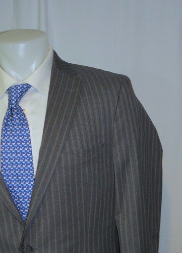 Hugo Boss Black Label Pasini2 Super 100 Gray Striped Two Button Suit 42L - Picture 5 of 17