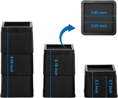 Heavy-Duty 3-Inch Stackable Bed Risers for Enhanced Storage & Accessibility - Picture 6 of 9