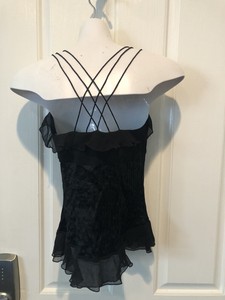 Diane-Von-Furstenberg-Women-s-Silk-Sleeveless-Blouse-Top-Black-Cross-Back-Sz-2