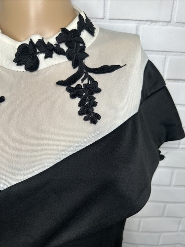 Black Mesh Formal Dress Size M European Style Night Party Black And White Co - Picture 3 of 15