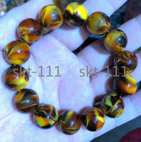 Certificate 10-20mm Natural Golden Beeswax Amber Buddha Beads Bracelet for Men - Picture 10 of 11