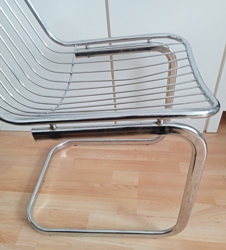 Freischwinger Stuhl 70er Metall Vintage Chrom Retro Rinaldi Stil Schwingstuhl - Bild 20 von 24