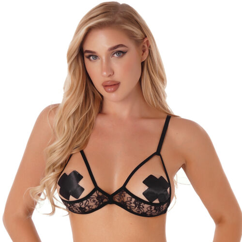 DE Damen BH Spitzen Bustier Bra Top Push up Ouvert-Dessous Erotische Reizwäsche - Bild 50 von 126