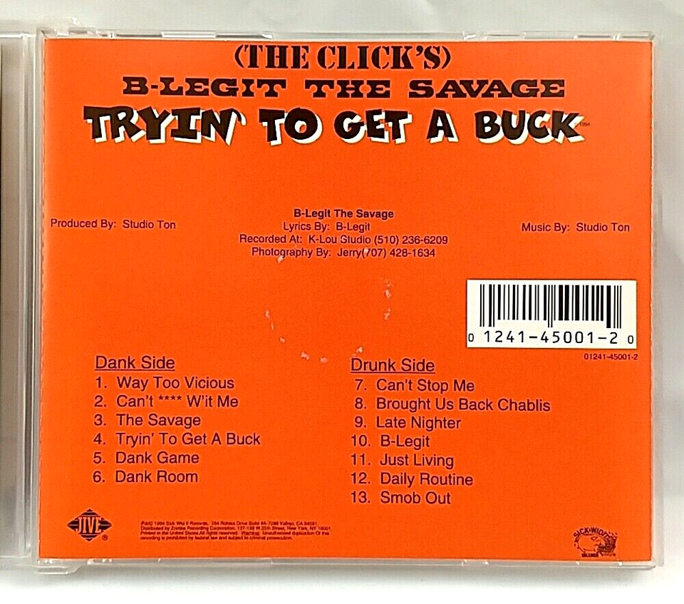 (CD) BLegit ‎ Tryin' To Get A Buck, 1994 US Press, 01241450012