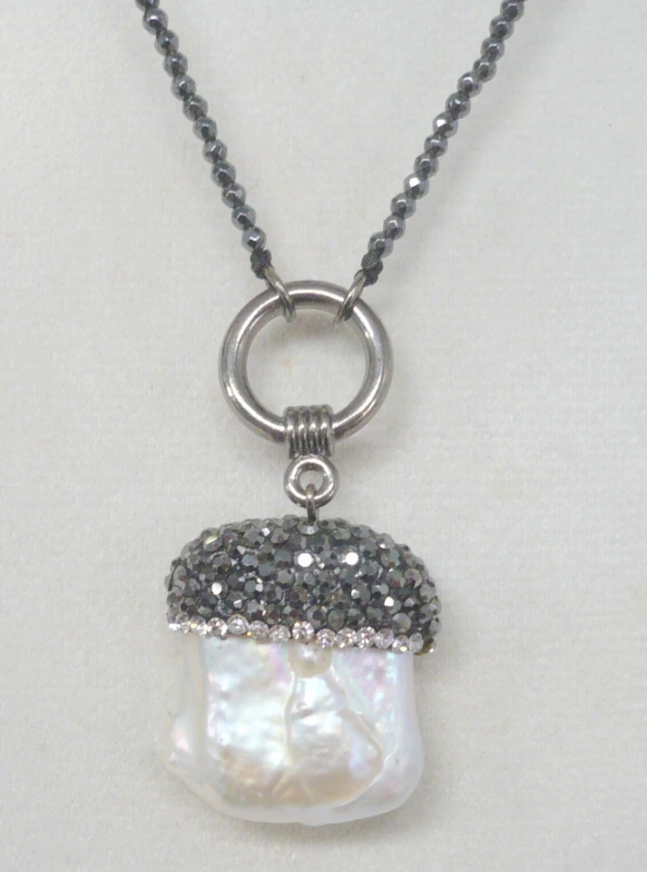 Collar Largo Diseñadora Patrimonial Elise Marie M Perla Barroca Estrás WOW NUEVO CON ETIQUETAS Foto 2 de 4