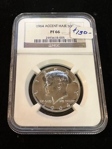 1964 KENNEDY ACCENT HAIR HALF DOLLAR NGC PF 66 005