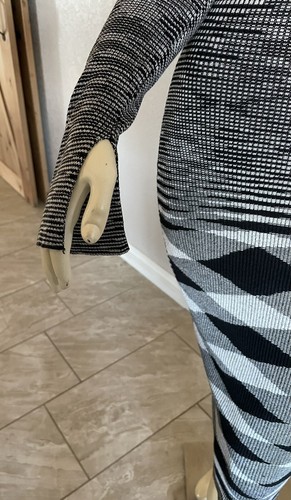 Cotton On Space Dye Rib Knit Bodycon Long Sleeve Dress Black Medium - Picture 2 of 3