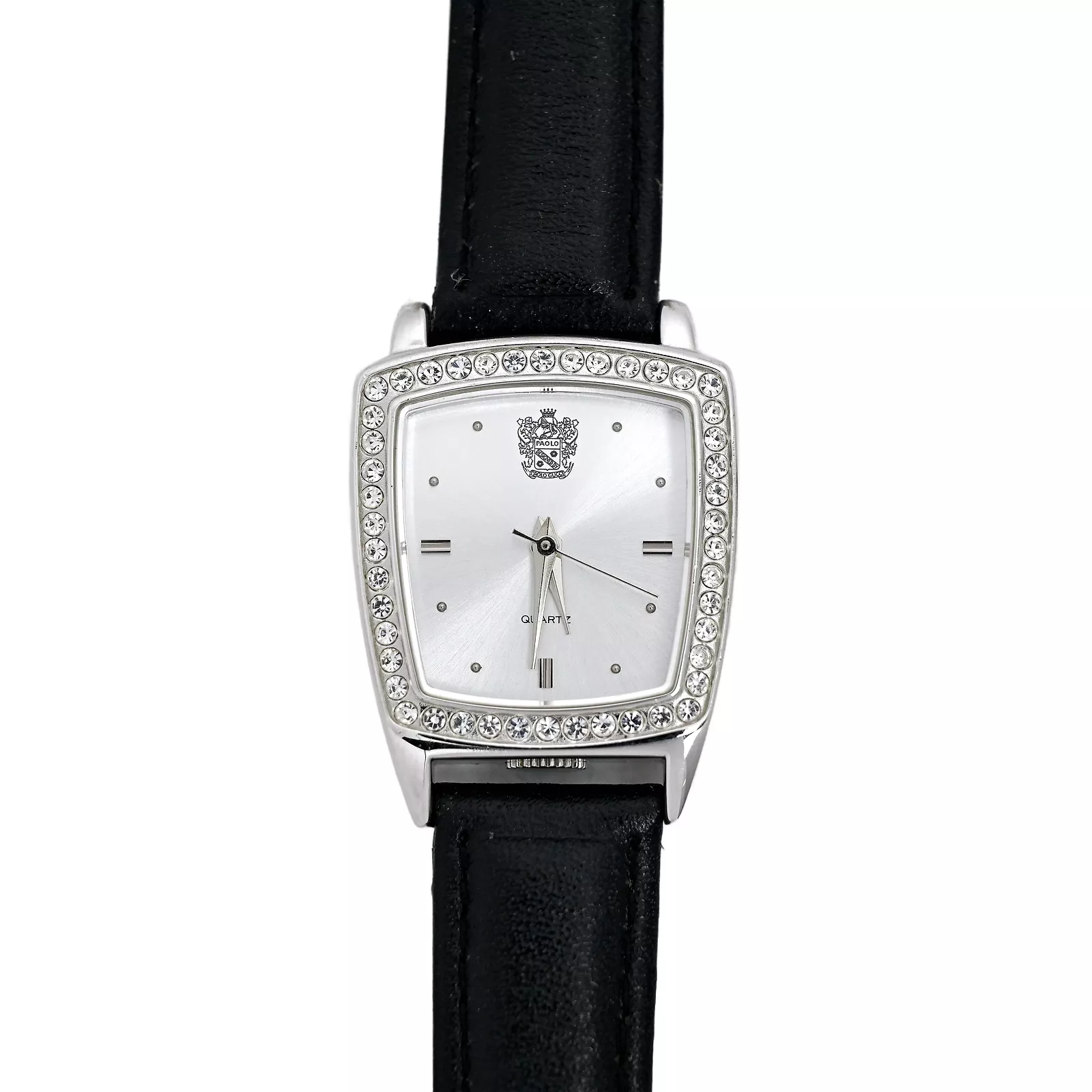 Montre femme Paolo Gucci vintage Swarovski lunette diamant cadran blanc couronne 6 
