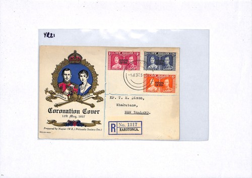 COOK ISLANDS KGVI 1937 CORONATION FDC Raratonga ILLUSTRATED First Day Cover YR21 - Picture 7 of 12