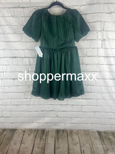 Girls' Short Sleeve Striped Dress - Cat & Jack, Forest Green, Large - Picture 4 of 8