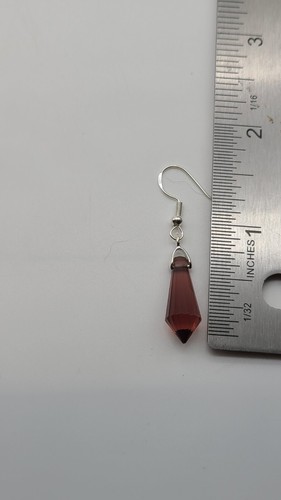 Schöne facettierte Spitze Kristall Sterlingsilber Ohrhänger - Bild 4 von 4