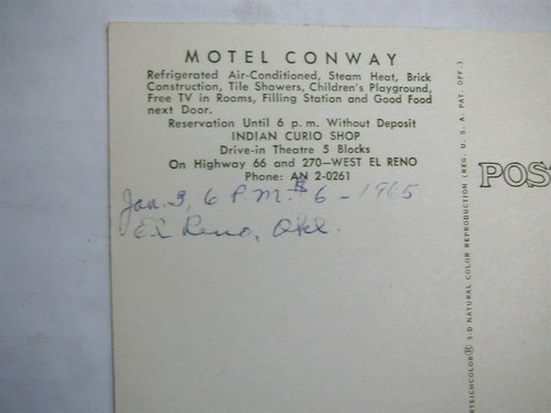 MOTEL CONWAY - WEST EL RENO OK OKLAHOMA - 1958 LINEN & 1965 CHROME POSTCARDS EX - Bild 5 von 6
