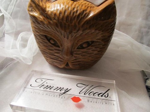 Bolso de mano vintage Timmy Woods gatito gato madera acacia - Imagen 3 de 10