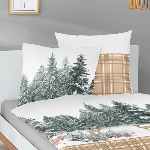 Irisette Biber Bettwäsche Feel 8537-80 Winterlandschaft Rehe 135x200 - Bild 3 von 4