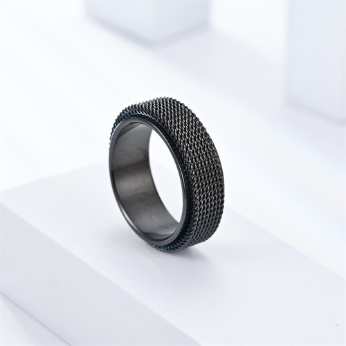 Mesh Spinner Fidget Rotating Ring Stainless Steel Ring Men Women Couple Ring 8mm - Picture 6 of 14