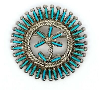 Native American Intricate Vintage Zuni Neelde Turquoise Sterling Silver Necklace Native American Intricate Vintage Zuni Neelde Turquoise Sterling Silver Necklace