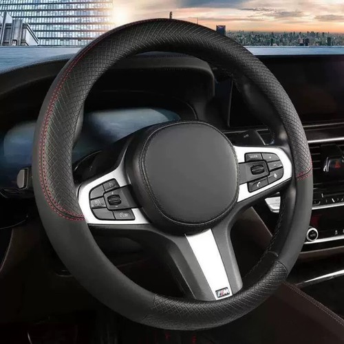 Accesorios de cubierta de volante de coche de cuero universal de 15 pulgadas con soporte interior 3D - Imagen 2 de 8