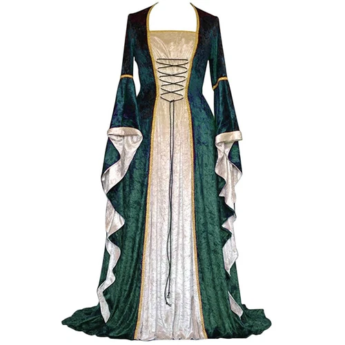 Medieval Renaissance Costume Velvet Long Dress Gothic Victorian Gown Cosplay - Picture 4 of 24