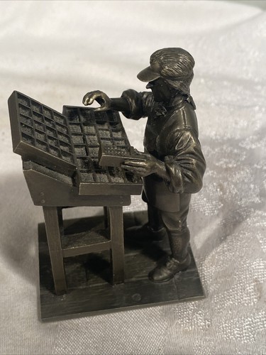 THE FRANKLIN MINT - 1974 Fine Pewter Collection - "The Printer" - 4" Tall - Bild 3 von 6