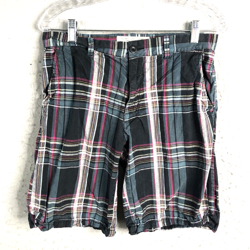 Old Navy Shorts Herren 31 blau kariert Bermuda Baumwolle Preppy Beachy Surplus Retro