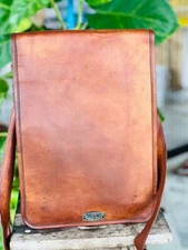 Village Leather Messenger Real Satchel Bag Genuine Laptop Brown Briefcase New