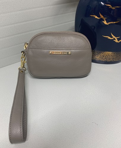 Emma Fox Small Gray Pebbled Leather Wristlet Clutch Wallet - Picture 1 of 12