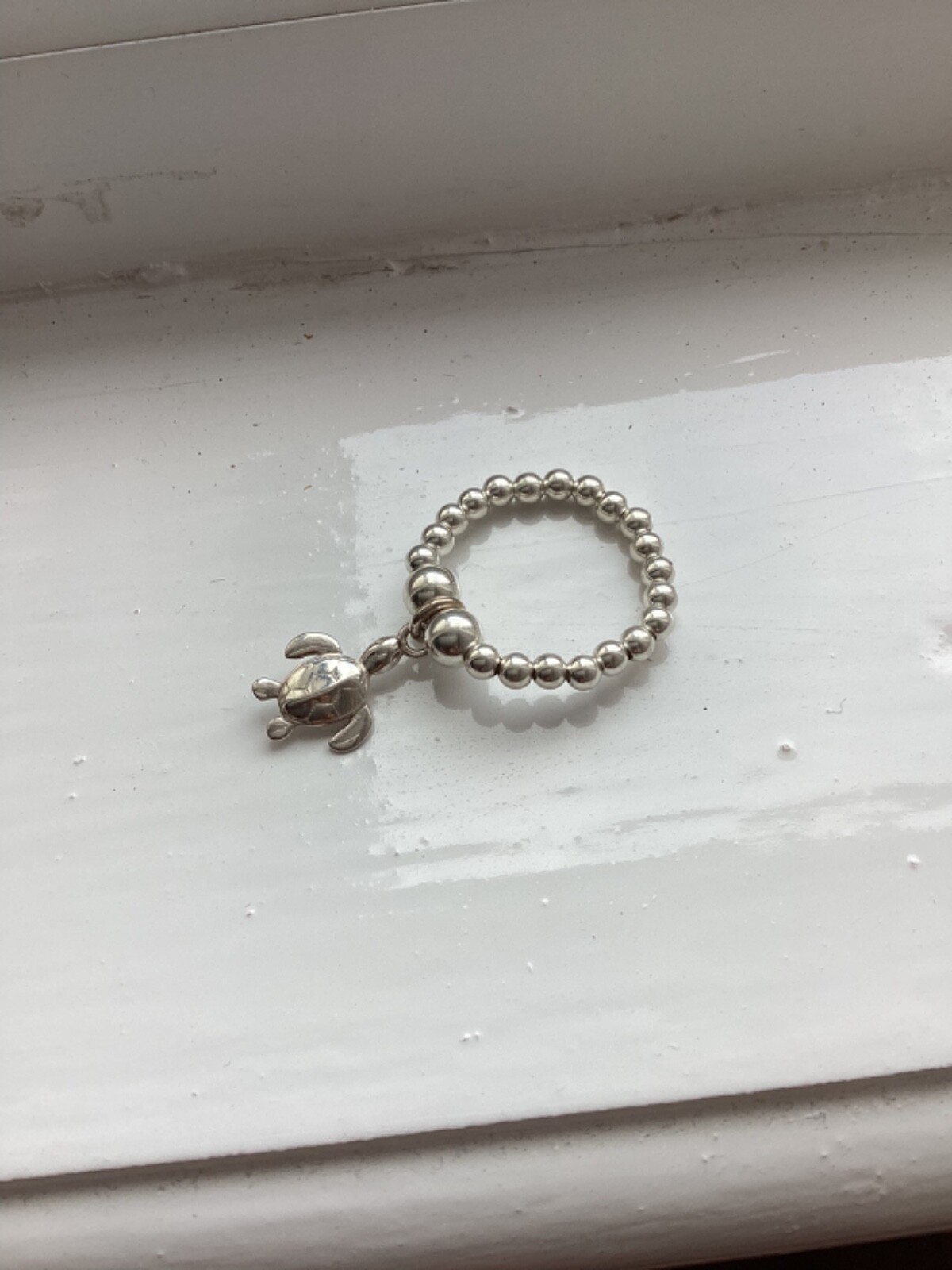 Sterling silver adjustable ring with turtle charm - image 2