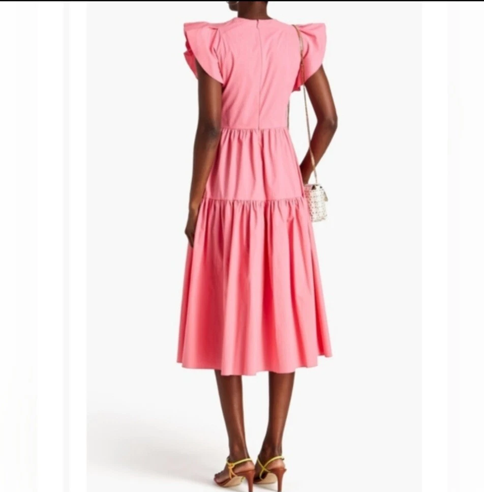 Abito midi ROSSO Valentino con volant a strati in popeline di cotone elasticizzato taglia 42EU 8US...