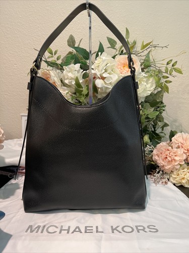 MICHAEL KORS Pebble Leather BOWERY Hobo/Shoulder Bag ~ Black or Chambray Blue - Picture 3 of 12