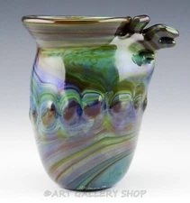 1979 Frederick Warren Studio Art Glass HANDBLOWN 5-3/8" VASE PITCHER JUG