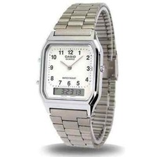 CASIO AQ-230A-7BMQ OROLOGIO UOMO DONNA ACCIAIO QUADRATO VINTAGE SOTTOCOSTO