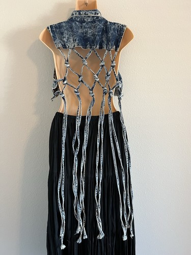 Thrill Denim Crop Top mit offenem Rücken LG Boho - Bild 6 von 10