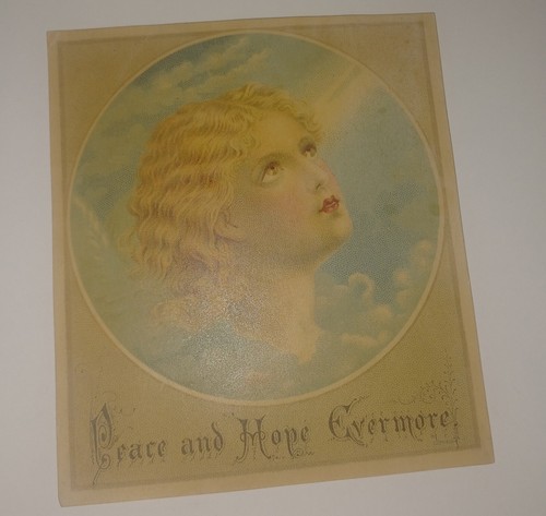Victorian Religious Angel Tuck Card PEACE and HOPE EVERMORE Color Illustration - Picture 2 of 3