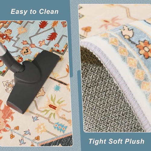 New-6x9 Washable Rugs for Living Room, Low Pile Soft Floor Covering Carpet for B - Picture 6 of 6
