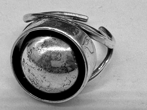 VINTAGE STERLINGSILBER 925 KUPPELBALL MODERNIST SIGNIERTER RING - Bild 3 von 6