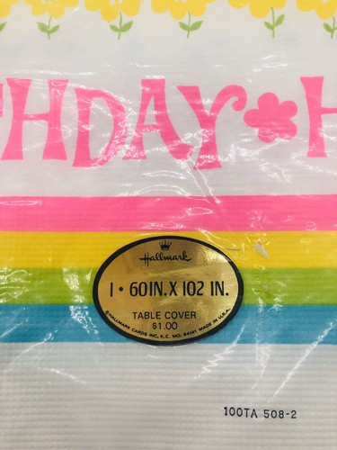 Vintage Hallmark Happy Birthday Papiertischdecke hell Retro Neon Blumen - Bild 3 von 4