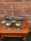 SILVER METAL EGG CUPS IN HOLDER